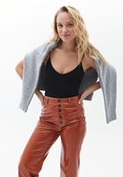 Bayan Siyah Dikişsiz Crop Top