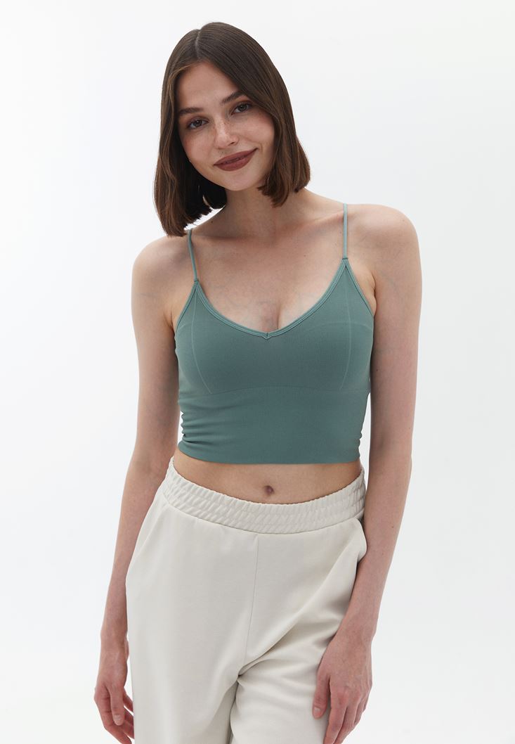 Yeşil Dikişsiz Crop Top 23KOX-PADNEWLET5 | OXXO