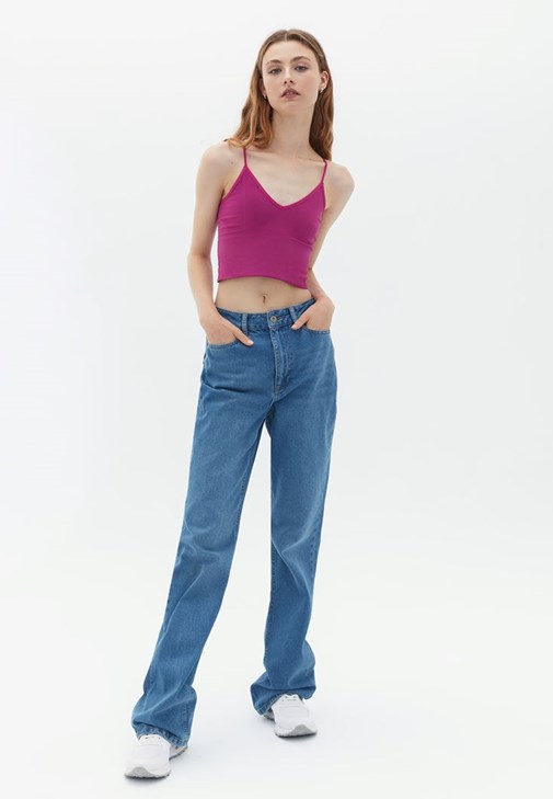 Crop Top ve Denim Jean Kombini