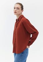 Women Brick Oversize Shirt with Pocket