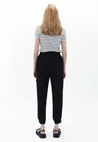 Bayan Siyah Beli Lastikli Kargo Jogger Pantolon