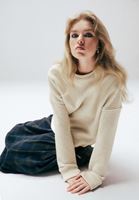 Bayan Bej Pamuklu Oversize Sweatshirt