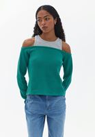 Kazak ve Mom-Fit Denim Pantolon Kombini