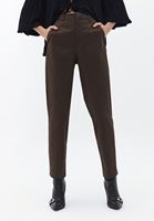 Bayan Kahverengi Yüksek Bel Straight-Fit Pantolon