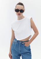 Sıfır Yaka Crop Tişört