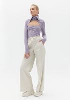 Bayan Mor Cut-Out Detaylı Tişört