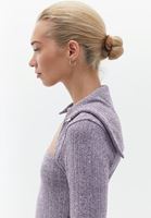 Bayan Mor Cut-Out Detaylı Tişört