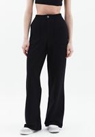 Bayan Siyah Yüksek Bel Wide-Leg Pantolon