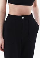 Bayan Siyah Yüksek Bel Wide-Leg Pantolon