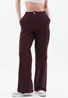 Bayan Bordo Yüksek Bel Wide-Leg Pantolon