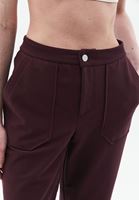 Bayan Bordo Yüksek Bel Wide-Leg Pantolon