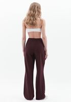 Bayan Bordo Yüksek Bel Wide-Leg Pantolon