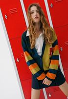 Bayan Çok Renkli Düğmeli Loose-Fit Hırka