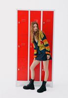 Bayan Çok Renkli Düğmeli Loose-Fit Hırka