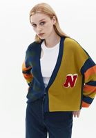 Bayan Çok Renkli Düğmeli Loose-Fit Hırka