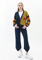 Bayan Çok Renkli Düğmeli Loose-Fit Hırka