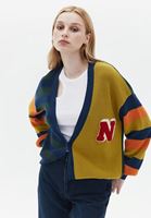 Bayan Çok Renkli Düğmeli Loose-Fit Hırka