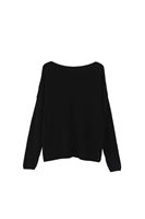 Women Black Loose Fit Boat Neck Sweater
