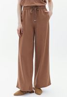 Bayan Kahverengi Orta Bel Wide-Leg Pantolon
