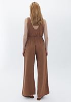 Bayan Kahverengi Orta Bel Wide-Leg Pantolon