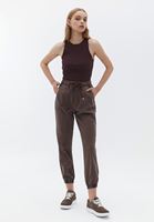 Bayan Kahverengi Yüksek Bel Jogger Pantolon ( TENCEL™ )