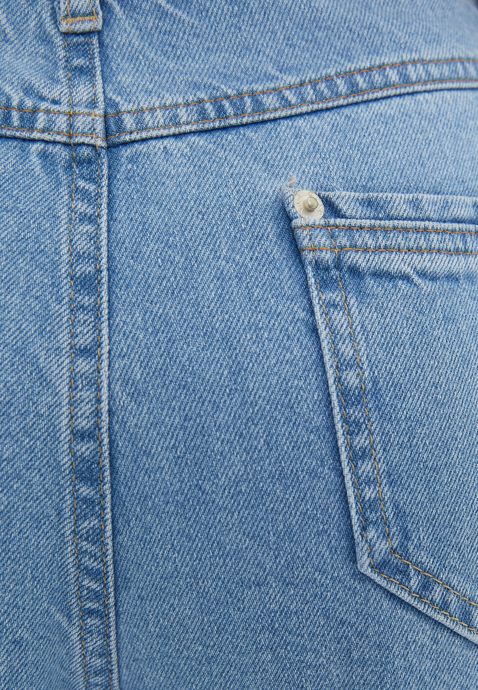 Mavi Yüksek Bel Wide-Leg Denim Pantolon