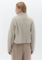 Bayan Bej Yumuşak Dokulu Crop Ceket