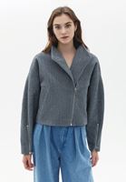 Bayan Gri Bomber Crop Ceket