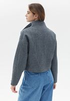 Bayan Gri Bomber Crop Ceket