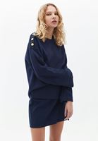 Women Navy Sweater with Button Detail