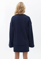 Women Navy Sweater with Button Detail