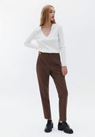 Bayan Kahverengi Yüksek Bel Carrot-Fit Pantolon