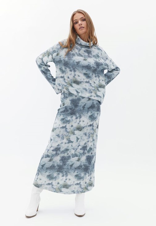 Çok Renkli Yüksek Bel Uzun Etek