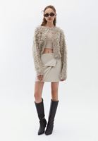 Women Beige High Rise Mini Skirt