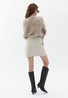 Women Beige High Rise Mini Skirt