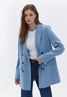 Bayan Mavi Boyfriend Blazer Ceket