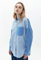 Bayan Çok Renkli Oversize Cepli Gömlek