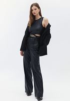 Bayan Siyah Bağlama Detaylı Crop Atlet