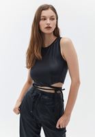 Bayan Siyah Bağlama Detaylı Crop Atlet