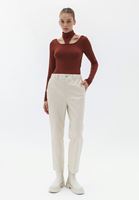 Bayan Kiremit Cut-Out Detaylı Bluz