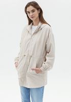 Women Beige Hooded Midi Raincoat