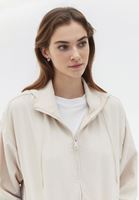 Women Beige Hooded Midi Raincoat