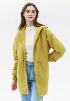 Women Yellow Hooded Midi Raincoat