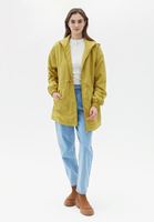 Women Yellow Hooded Midi Raincoat