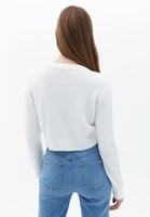 Bayan Krem İnci Detaylı Triko Kazak