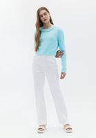 Bayan Mavi İnci Detaylı Triko Kazak