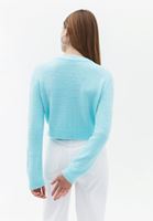 Bayan Mavi İnci Detaylı Triko Kazak