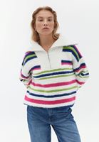 Bayan Çok Renkli Jakarlı Polo Yaka Kazak