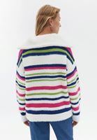 Bayan Çok Renkli Jakarlı Polo Yaka Kazak