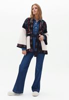 Bayan Çok Renkli Kuşak Detaylı Jakarlı Hırka